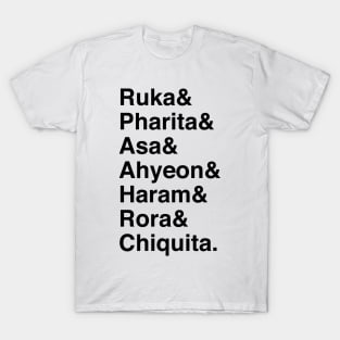 Baby Monster OT7 Name List (Black Text) T-Shirt